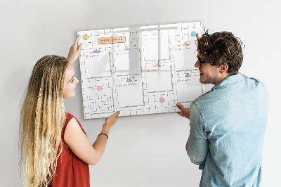 Memobord van glas met print inclusief neodymium magneten Weekplanning met ruimte voor foto's