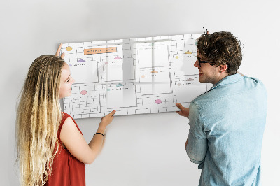 Memobord van glas met print inclusief neodymium magneten Weekplanning met ruimte voor foto's
