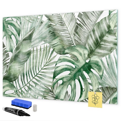 Decoratief glazen wandbord beschrijfbaar en magnetisch Groene poster met foto's en accessoires