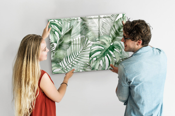 Decoratief glazen wandbord beschrijfbaar en magnetisch Groene poster met foto's en accessoires