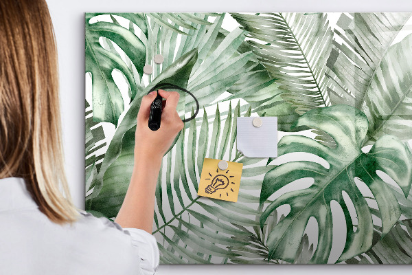Decoratief glazen wandbord beschrijfbaar en magnetisch Groene poster met foto's en accessoires