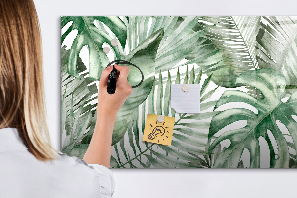 Decoratief glazen wandbord beschrijfbaar en magnetisch Groene poster met foto's en accessoires