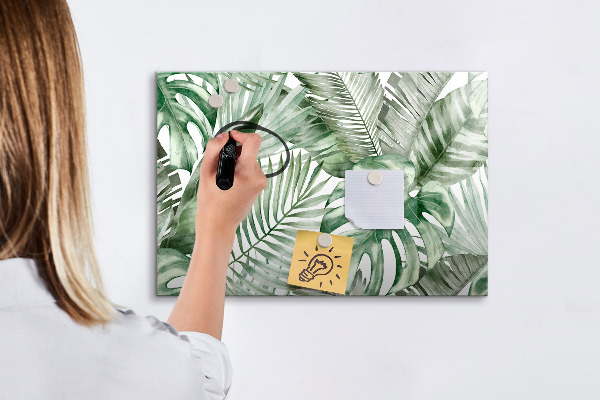 Decoratief glazen wandbord beschrijfbaar en magnetisch Groene poster met foto's en accessoires