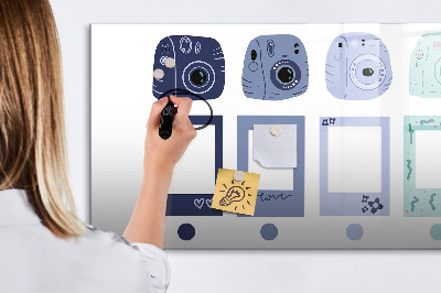 Decoratief glazen wandbord beschrijfbaar en magnetisch Een creatieve plek voor herinneringen en foto's