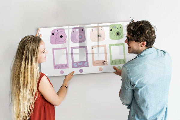 Memobord van glas met print inclusief neodymium magneten Creatief moodboard voor foto's en notities