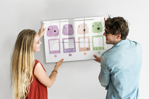 Memobord van glas met print inclusief neodymium magneten Creatief moodboard voor foto's en notities