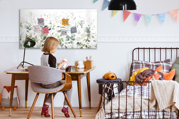 Decoratief glazen wandbord beschrijfbaar en magnetisch Groen bord voor foto's en notities