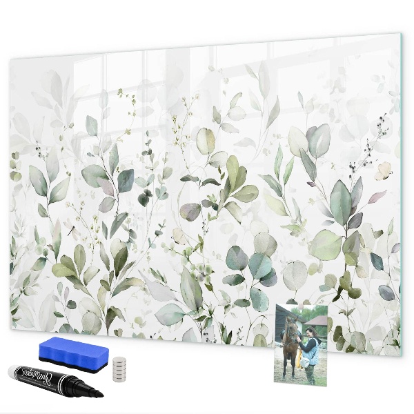 Decoratief glazen wandbord beschrijfbaar en magnetisch Groen bord voor foto's en notities