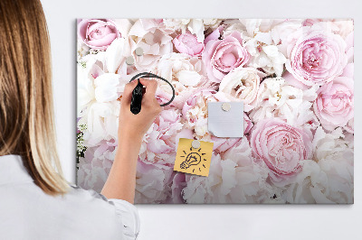 Memobord van glas met print inclusief neodymium magneten Bloemenbord voor notities en foto's