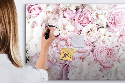 Memobord van glas met print inclusief neodymium magneten Bloemenbord voor notities en foto's