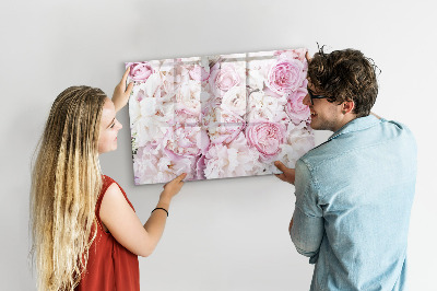 Memobord van glas met print inclusief neodymium magneten Bloemenbord voor notities en foto's