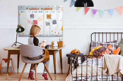 Decoratief glazen wandbord beschrijfbaar en magnetisch Weekplanner met ruimte voor foto's