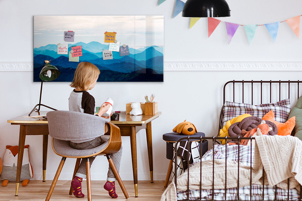 Decoratief glazen wandbord beschrijfbaar en magnetisch Bewaar uw herinneringen in een prachtige stijl.