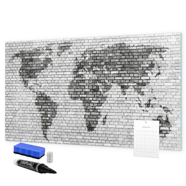 Memobord van glas met print inclusief neodymium magneten Interactieve kaart voor het weergeven van foto's