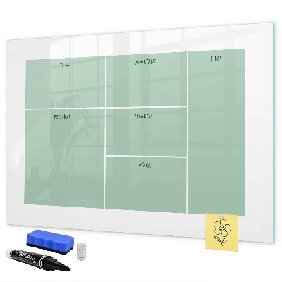 Decoratief glazen wandbord beschrijfbaar en magnetisch Agenda met notities en foto's