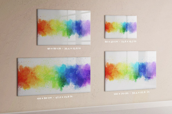 Memobord van glas met print inclusief neodymium magneten Kleurrijk fotoprikbord