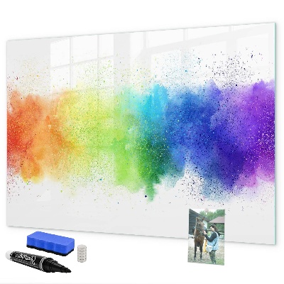 Memobord van glas met print inclusief neodymium magneten Kleurrijk fotoprikbord