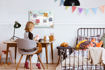 Decoratief glazen wandbord beschrijfbaar en magnetisch Weekplanner met ruimte voor foto's