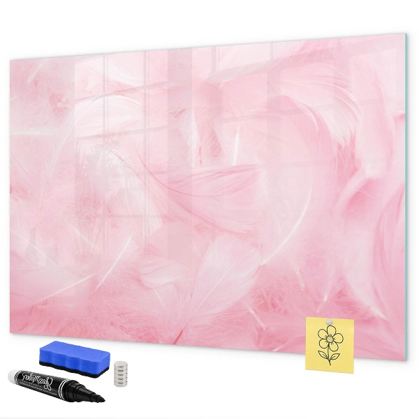 Memobord van glas met print inclusief neodymium magneten Roze prikbord voor notities en foto's