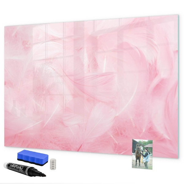 Memobord van glas met print inclusief neodymium magneten Roze prikbord voor notities en foto's