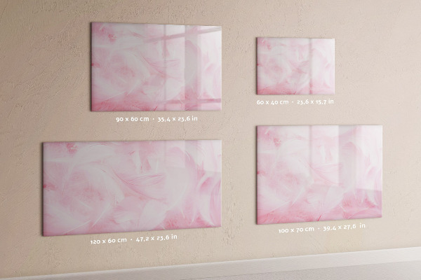 Memobord van glas met print inclusief neodymium magneten Roze prikbord voor notities en foto's