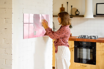 Memobord van glas met print inclusief neodymium magneten Roze prikbord voor notities en foto's