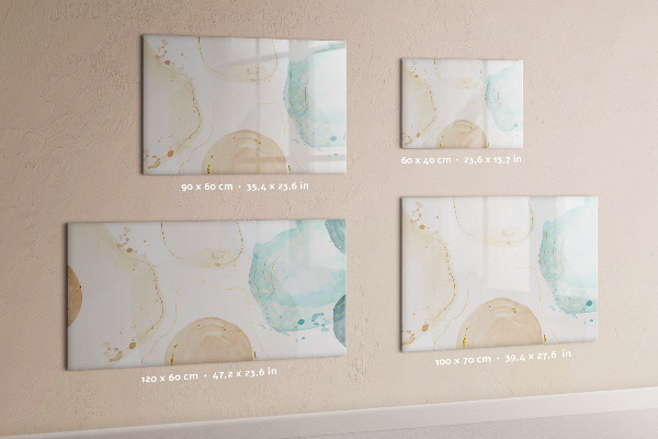 Decoratief glazen wandbord beschrijfbaar en magnetisch Creatief fotopresentatiebord