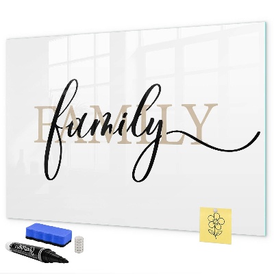 Memobord van glas met print inclusief neodymium magneten Familieherinneringen op het bord