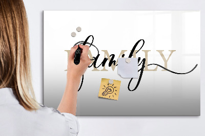 Memobord van glas met print inclusief neodymium magneten Familieherinneringen op het bord