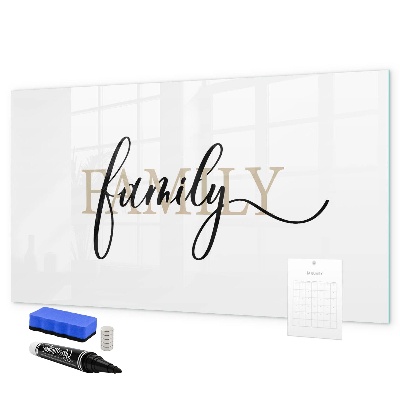 Memobord van glas met print inclusief neodymium magneten Familieherinneringen op het bord