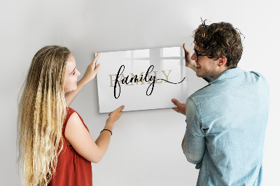 Memobord van glas met print inclusief neodymium magneten Familieherinneringen op het bord