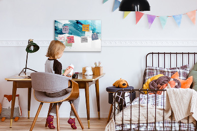 Decoratief glazen wandbord beschrijfbaar en magnetisch Een kleurrijke poster voor het presenteren van foto's