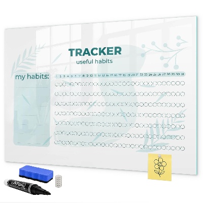Memobord van glas met print inclusief neodymium magneten Het bijhouden van nuttige gewoonten elke dag