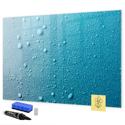 Decoratief glazen wandbord beschrijfbaar en magnetisch Blauw bord met magneten en foto's