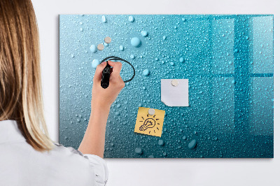 Decoratief glazen wandbord beschrijfbaar en magnetisch Blauw bord met magneten en foto's