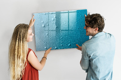 Decoratief glazen wandbord beschrijfbaar en magnetisch Blauw bord met magneten en foto's