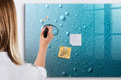 Decoratief glazen wandbord beschrijfbaar en magnetisch Blauw bord met magneten en foto's
