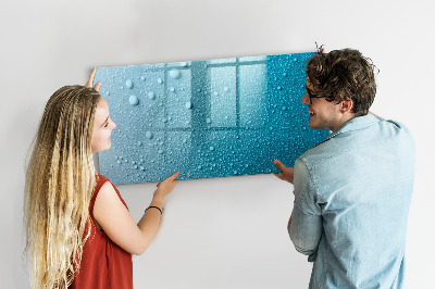 Decoratief glazen wandbord beschrijfbaar en magnetisch Blauw bord met magneten en foto's