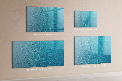 Decoratief glazen wandbord beschrijfbaar en magnetisch Blauw bord met magneten en foto's