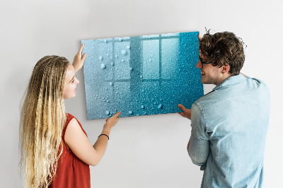 Decoratief glazen wandbord beschrijfbaar en magnetisch Blauw bord met magneten en foto's