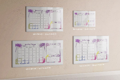 Decoratief glazen wandbord beschrijfbaar en magnetisch Maandplanner met ruimte voor foto's