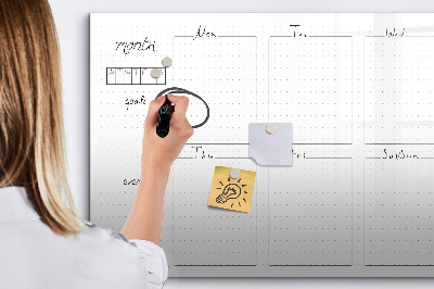 Memobord van glas met print inclusief neodymium magneten Maandplanner met ruimte voor foto's