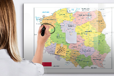 Decoratief glazen wandbord beschrijfbaar en magnetisch Interactieve kaart met herdenkingsplaatsen