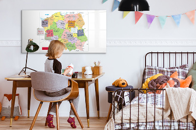 Decoratief glazen wandbord beschrijfbaar en magnetisch Interactieve kaart met herdenkingsplaatsen