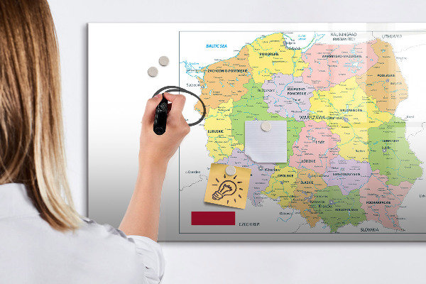 Decoratief glazen wandbord beschrijfbaar en magnetisch Interactieve kaart met herdenkingsplaatsen