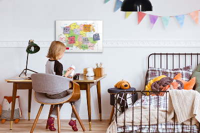 Decoratief glazen wandbord beschrijfbaar en magnetisch Interactieve kaart met herdenkingsplaatsen