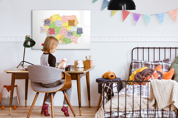 Memobord van glas met print inclusief neodymium magneten Interactieve kaart van Polen voor personalisatie