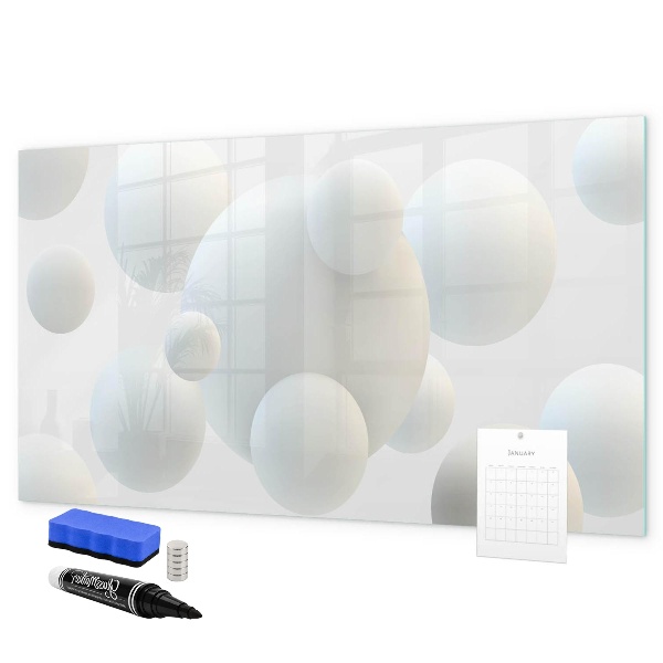Decoratief glazen wandbord beschrijfbaar en magnetisch Ruimte voor herinneringen en notities
