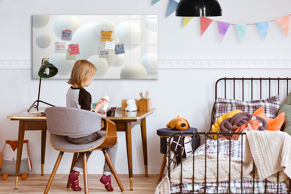 Decoratief glazen wandbord beschrijfbaar en magnetisch Ruimte voor herinneringen en notities