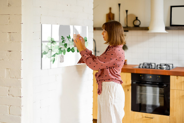 Decoratief glazen wandbord beschrijfbaar en magnetisch Groen bord voor foto's en notities
